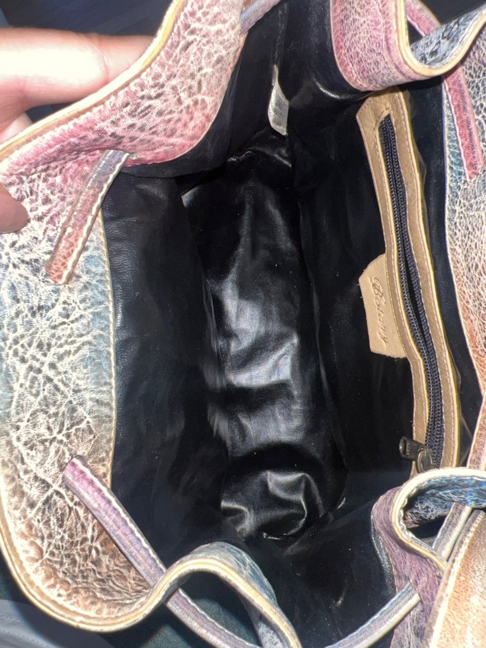 Vintage Botary Women's Multi Hand painted Crossbody Genuine leather Buckey Bag - Picture 6 of 7